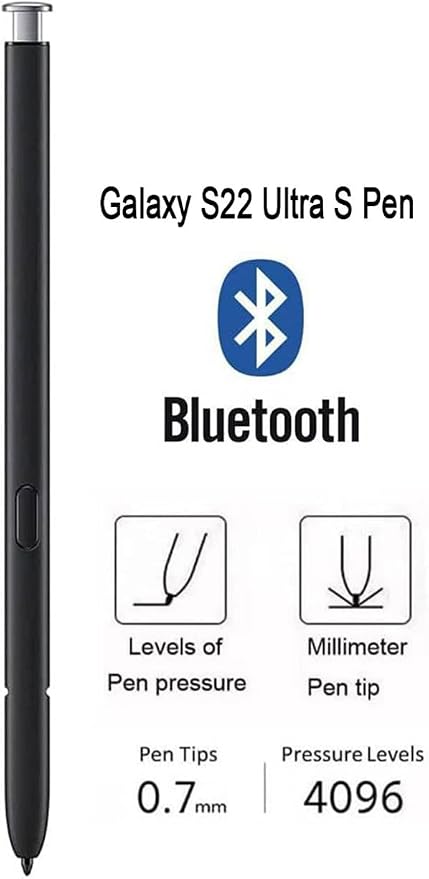 Galaxy S22 Ultra S Pen WithBluetooth Replacement for Samsung Galaxy S22 Ultra 5G Touch Stylus Pen S22 S Pen Replacement + Tips/Nibs (Black)