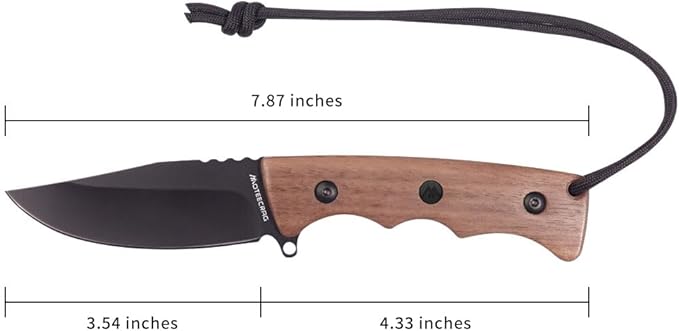 Fixed Blade Knife with Sheath, Wood Handle Full Tang Bushcraft and Camping Knife for Outdoor, Gift for Husband, Father, Friend