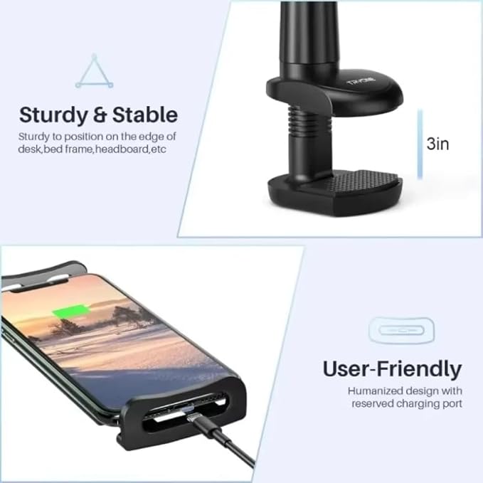 Multifunctional Lazy Phone and Tablet Universal Holder 80cm Tablet Holder Stand for iPad Air Mini or Other 4.7-10.5 Devices (Black)