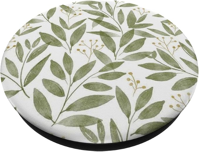 Green Botanical Leaf Pattern PopSockets PopWallet for MagSafe