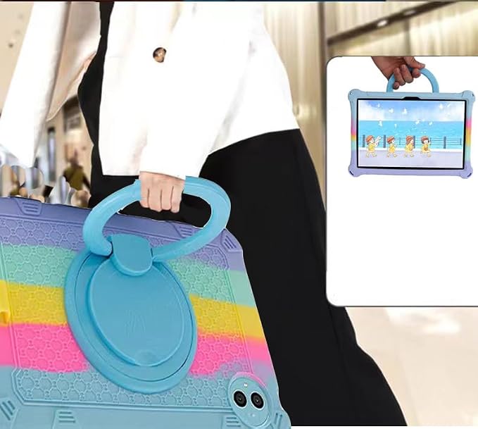 Tablet Case for Teclast P50 11 inch Soft Anti-Stress Silicone Case with 360° Rotate Stand/Pencil Holder/Shoulder Strap/Pen for Teclast P50 (Colorful Blue)