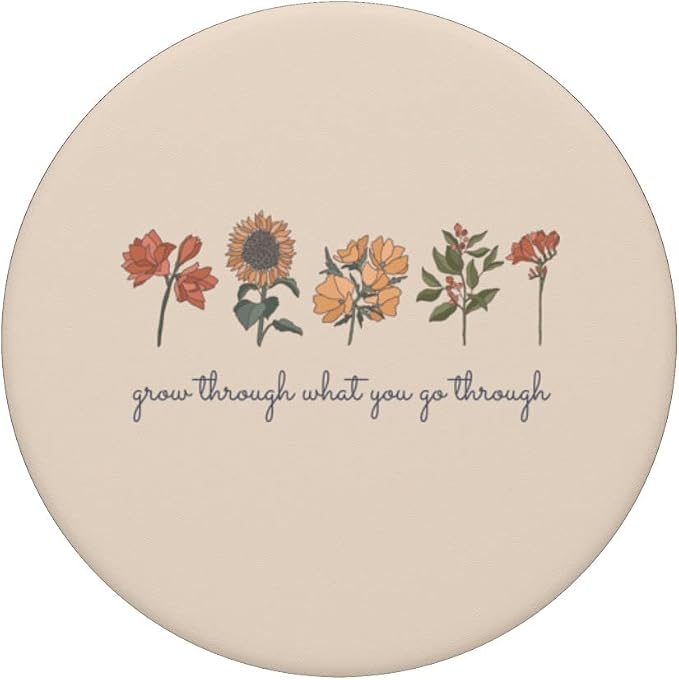 Grow Through What You Go Thru Vintage Wildflower Sunflower PopSockets Swappable PopGrip