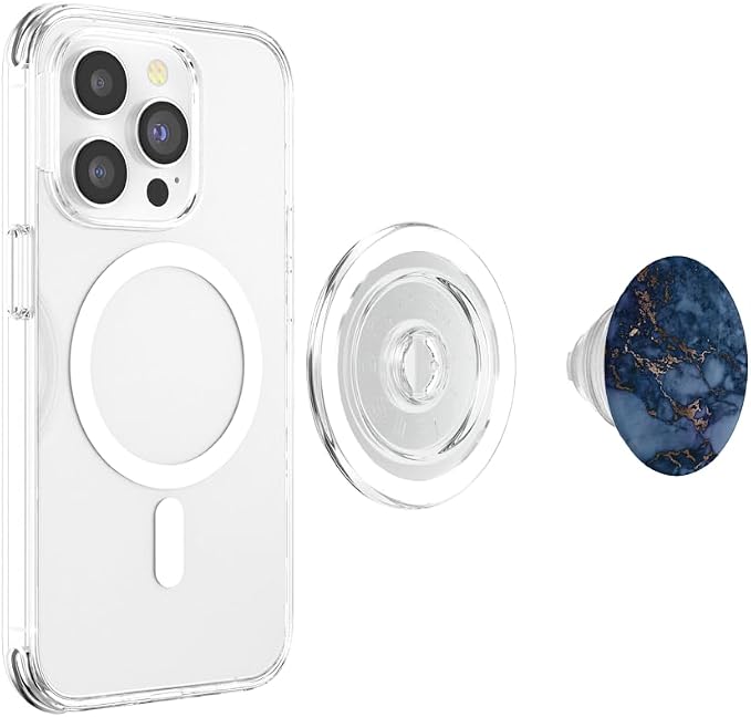 Elegant Dark Jewel Tone Navy &amp Copper Marble Pattern PopSockets PopGrip: Swappable Grip for Phones &amp Tablets