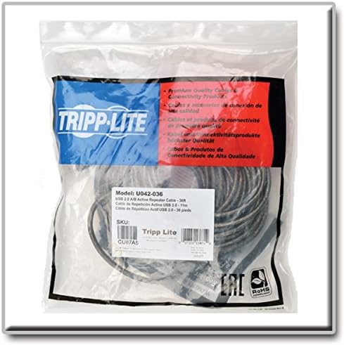 TRIPP LITE Eaton USB 2.0 Hi-Speed A/B Active Repeater Cable (M/M) 25-ft. (U042-025) Silver