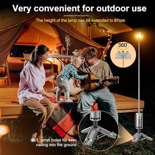 Camping Lights Rechargeable, Detachable Camping Lantern with Stand, Telescopic Waterproof Camp Lamp, Magnetic Work Hanging Light, LED Tent Flashlights for Emergency (Gray)
