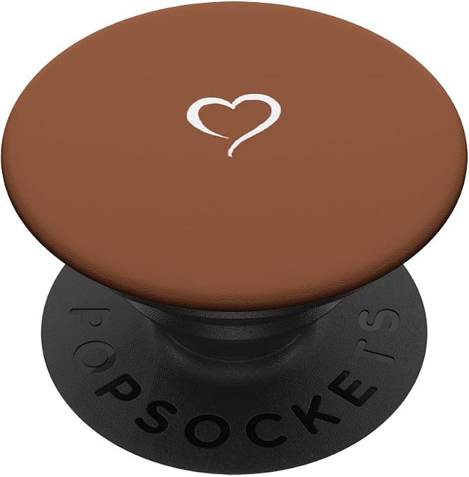 Saddle Brown Hand Drawn Heart Minimalist Love PopSockets Adhesive PopGrip