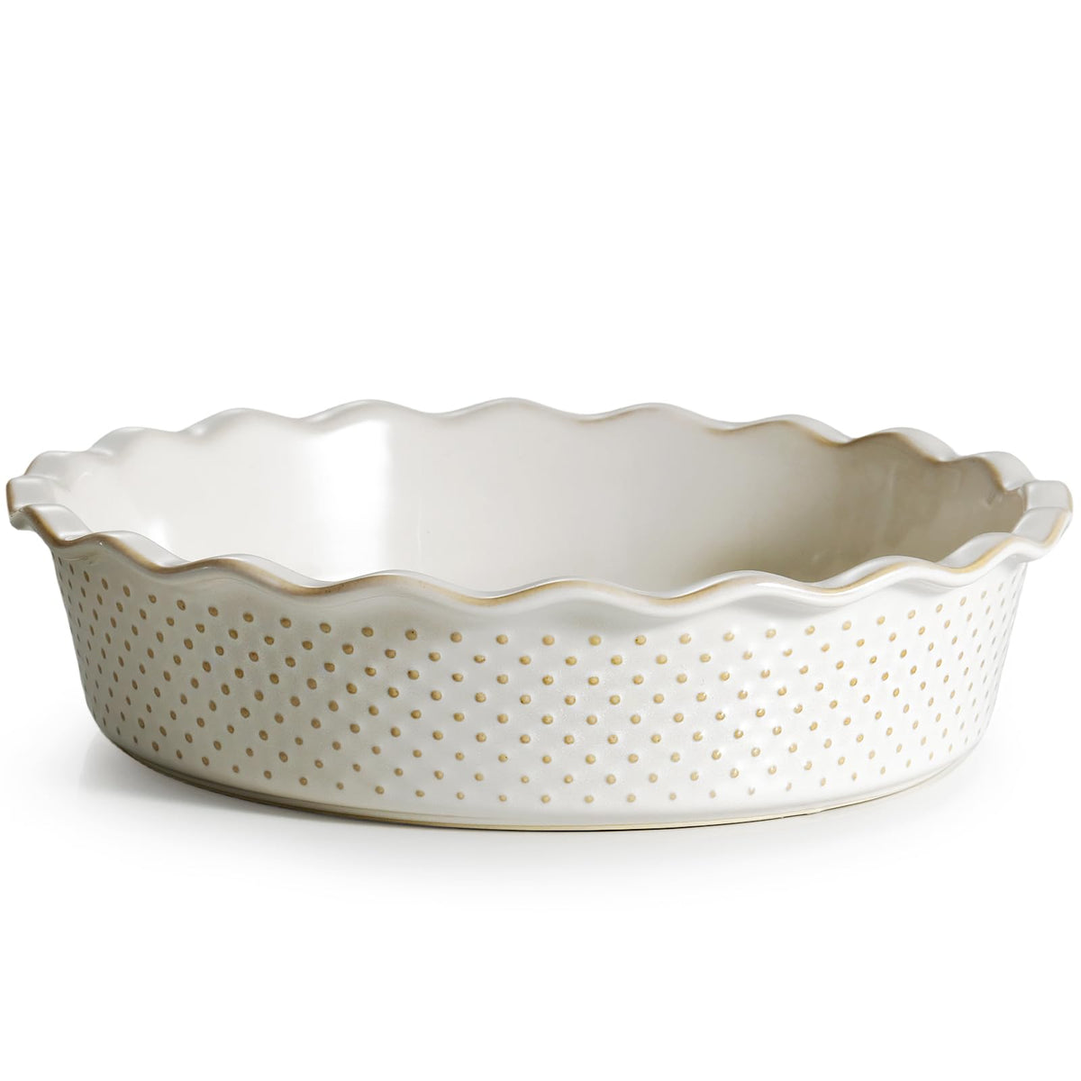 getstar Ceramic Pie Pan, 9 inch Pie Dish for Baking, Non-Stick, Oven & Dishwasher Safe, Farmhouse Decor Quiche Baking Dish, Pie Plate, Deep Dish Pie Pan (Embossed Dots)