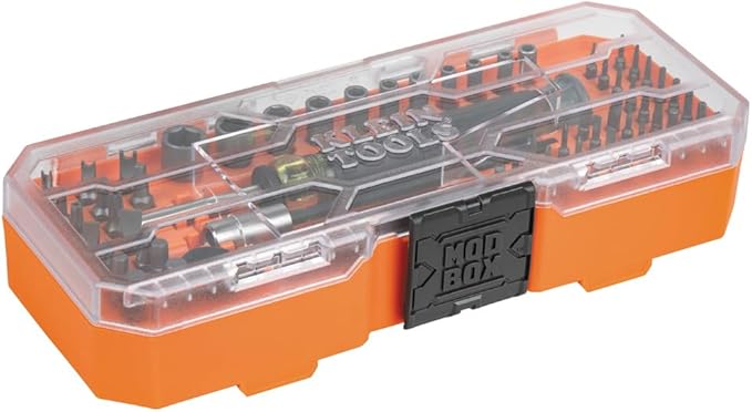 Klein Tools 32787 64-Piece Micro-Ratchet Bit Precision Driver Set with Modular Case, Magnetic, Precision, Standard Bits and Nut Drivers