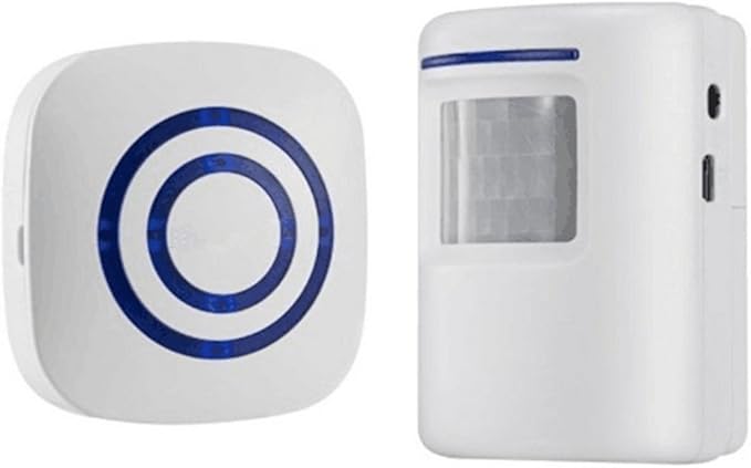 Motion Sensor Door Chime for Business, Outdoor Doorbell Kit Wireless Driveway Alert: Infrared Motion Sensor Chime with 1 Plug-in Receiver and 1 PIR Motion Sensor Detector Alert - LED Indicators