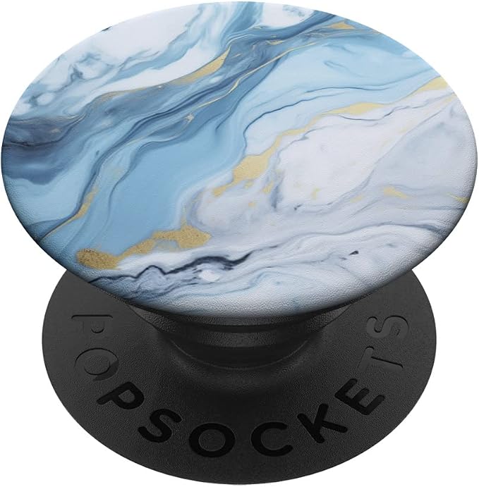 Marble-Like Blue and White Gold Pattern Aesthetic PopSockets Adhesive PopGrip