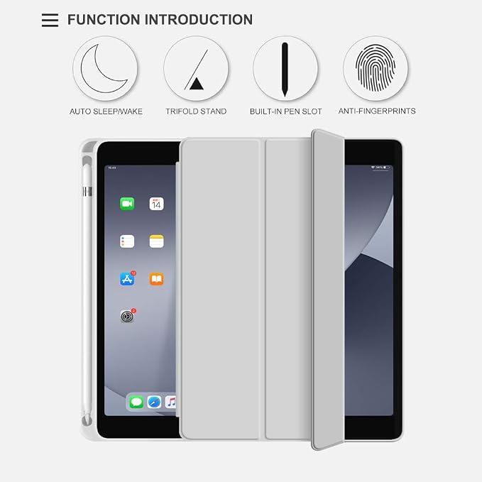 Aoub Case for iPad mini 5 2019 7.9 inch with Pencil Holder Black | for iPad mini 5th Generation 7.9 inch Auto Sleep/Wake Slim Lightweight Trifold Stand Smart Cover Soft TPU Back Case