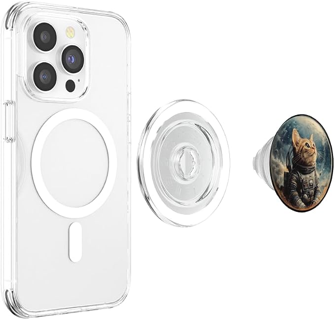 Space Cat Kitty Meow Animal Pet Outerspace Astronaut PopSockets Adhesive PopGrip