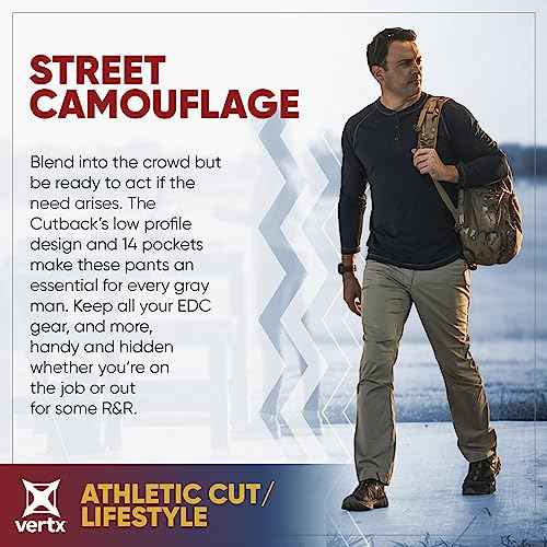 Vertx Men's Standard Cutback Technical Pants Tactical Gear with Pockets Lightweight Stretch Quick Dry Athletic Outdoor Pants