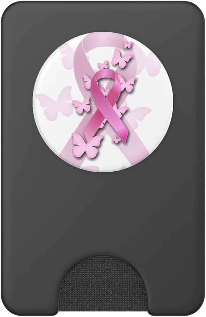 Pink breast cancer awareness ribbon PopSockets Adhesive PopGrip
