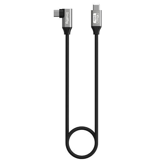 SMALLRIG USB4 40Gbps USB-C Cable 240W PD 3.1 Fast Charging 8K@60Hz Video 100cm/39.4in Straight to Angled Connectors with Cable Tie for MacBook Pro for iPad Pro for iPhone 17/16/15 Series - 5732