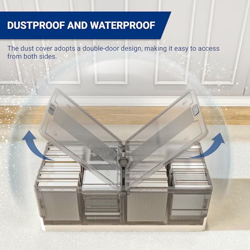 FLEXIMOUNTS 3-Pack Under Bed Storage with Wheels, 108 QT Large Collapsible & Stackable Containers, Foldable Organizer Bins for Blankets, Shoes, Books, Bedroom Closet - size: 3 pack - 27Gal