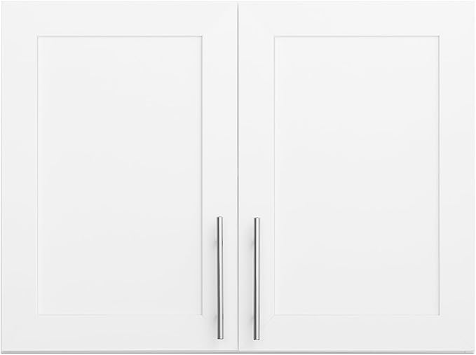 Prepac Elite 24" H Wall Cabinet with Panel Doors, White Storage Cabinet, Bathroom Cabinet, Pantry with 1 Adjustable Shelf 16.75" D x 32" W x 24" H, WSUR-1002-1