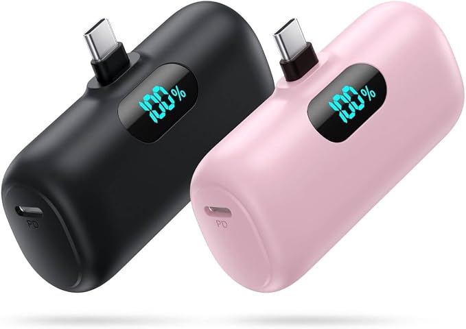 [2 Pack]Small Portable Charger for iPhone 17/16/15 Series5000mAh 3A PD USB C Power Bank Mini Travel Essentials Battery Pack for iPhone 17/17 Pro/16/16 Plus/16 Pro/15 Pro MaxSamsungAndroid/LG etc