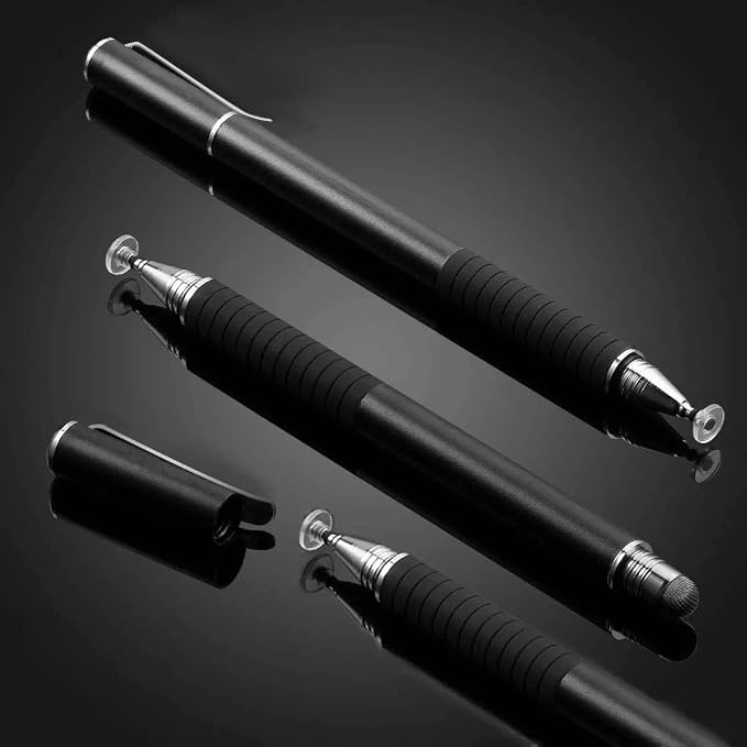Capacitive Stylus Pen 2-in-1 Disc &amp Fiber Tip High Sensitivity &amp Precision Compatible with Switch iPad Samsung A8/A9/A11 Tablet &amp Other Android Tablets Black (Pack of 3)