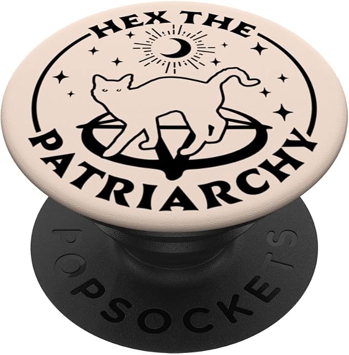Hex The Patriarchy Feminist Witch Halloween Cat Gothic Goth PopSockets Swappable PopGrip