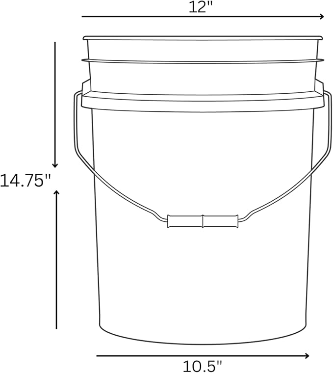 House Naturals 5 Gallon Food Storage Grade Plastic Bucket - Made in USA (Pack of 6 Color Buckets)