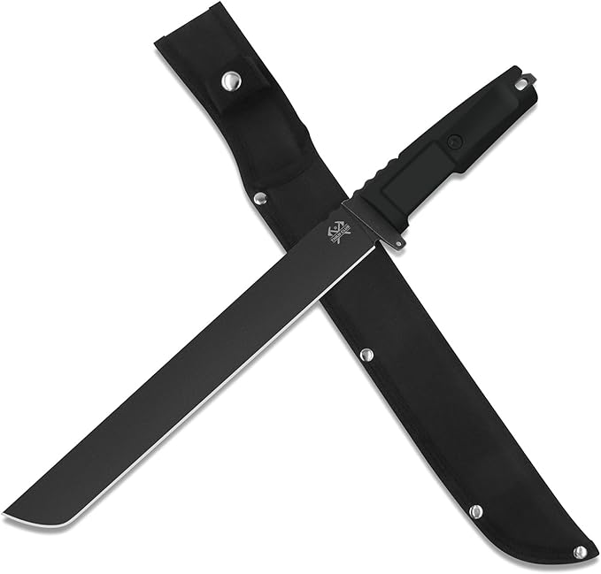 16.5" Machete for Cutting Trees Heavy Duty, Full Tang Machete Knife with Ergonomic Non-Slip Rubber Handle and Sheath, 0.22" Thick Machette for Yard Work, Clearing Brush, Camping and Outdoor