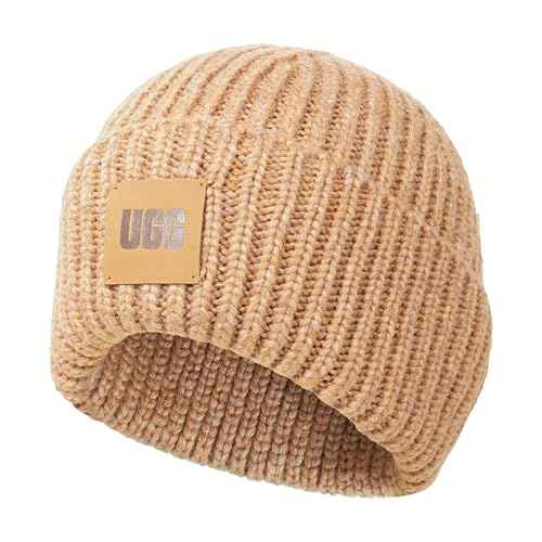 UGG Womens Chunky Rib Beanie Logo
