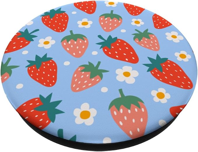 PopSockets Phone Grip – Floral Blue Strawberry Patch PopSockets Adhesive PopGrip
