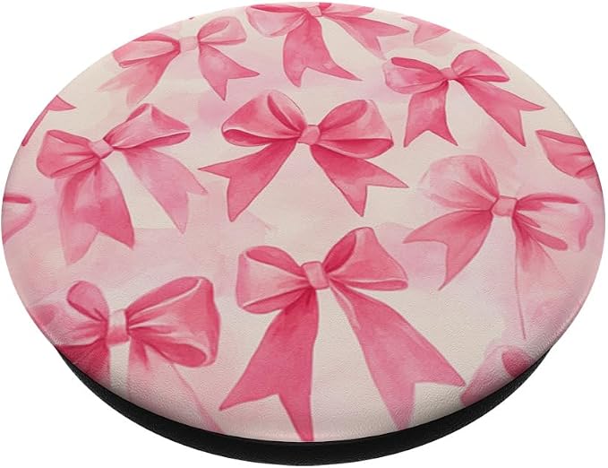 Aesthetic Pink Ribbons And Bows Watercolor Pattern Art PopSockets PopGrip for MagSafe