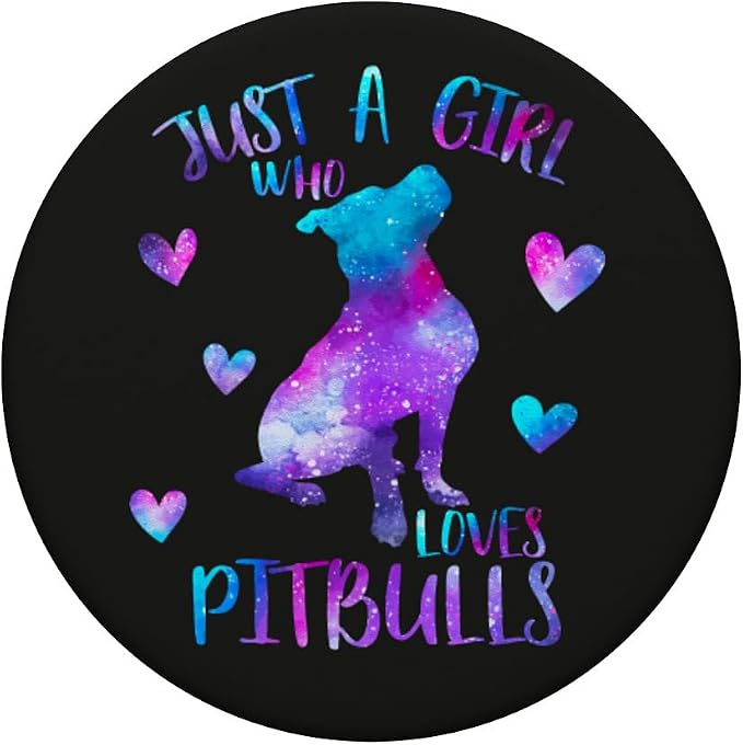 Just a Girl Who Loves Pitbulls Watercolor Galaxy Pitbull PopSockets Adhesive PopGrip