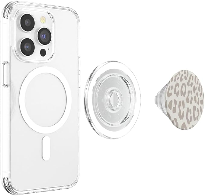 Leopard Print Cream Cheetah Design for Women Boys Girl White PopSockets Adhesive PopGrip