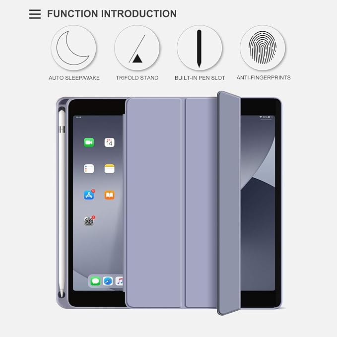 Aoub Case for iPad mini 5 2019 7.9 inch with Pencil Holder Black | for iPad mini 5th Generation 7.9 inch Auto Sleep/Wake Slim Lightweight Trifold Stand Smart Cover Soft TPU Back Case