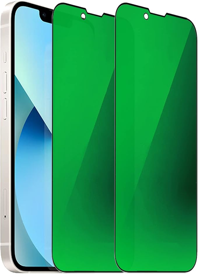 2 Pack Anti-Blue Privacy Tempered Glass Suit for iPhone 11 / iPhone XR Mirror Anti-Spy Screen Protector Anti-Peeping Film Electroplated 9H Hardness Anti-scratch 6.1 inch(Green)