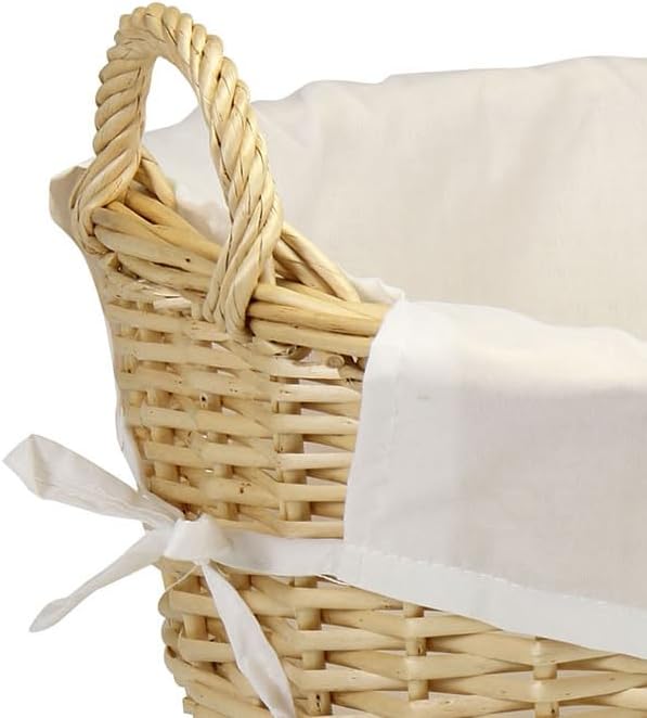 Household Essentials Wicker Laundry Basket with Handles, Handwoven Willow, Removable and Washable Liner, Great for Carrying Laundry or Storing Linens