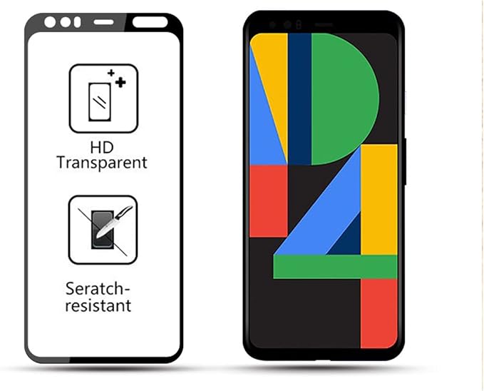 for Pixel 4 Black Silk Screen Protector [2PACK] Full Coverage Anti-scratch Case Friendly Screen Tempered Glass Protective Film for Google Pixel 4 G020I G020M G020N (5.7-INCH)