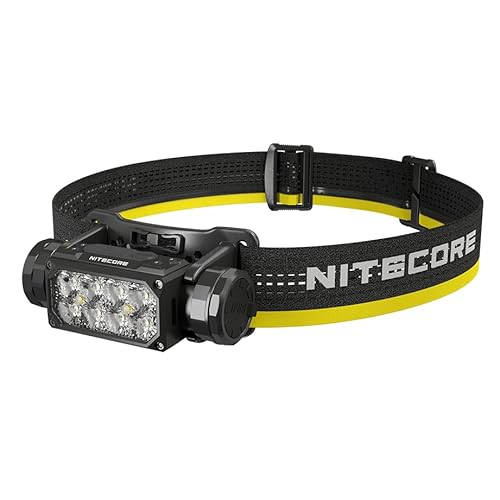 Nitecore HC65 UHE Headlamp, 2000 Lumen Max Heavy Duty Metal, USB-C Rechargeable with White, Red, and Reading Lights for Camping, Hiking, Hunting, and Industrial Works with LumenTac Organizer (Black)