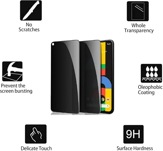 3 Pack Privacy Screen Protector for Google Pixel 4 9H Hardness [Anti-Scratch] Full Coverage Anti-Spy Tempered Glass Film for Google Pixel 4 [Don’t Support Fingerprint Unlock] | 9H Hardness Anti-Spy T