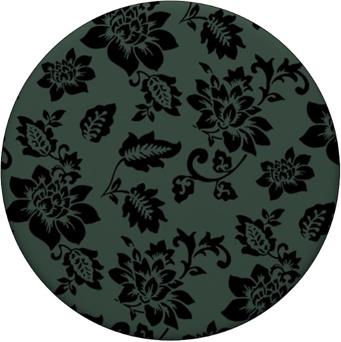 Black Hunter Green Floral PopSockets Adhesive PopGrip