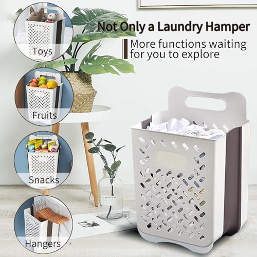 Plastic Foldable Laundry Basket with Handle, 42L Wall Mounted Laundry Hamper Freestanding Dirty Clothes Hamper, Collapsible Laundry Baskets Pop Up Hamper Storage Container for Snacks Dolls - size: XL