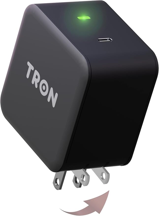 Tron 25W USB-C Power Adapter with 5FT 2-in-1 Digital Display Braided Cable – Fast Charging Solution for Home Office and Travel Use TR69