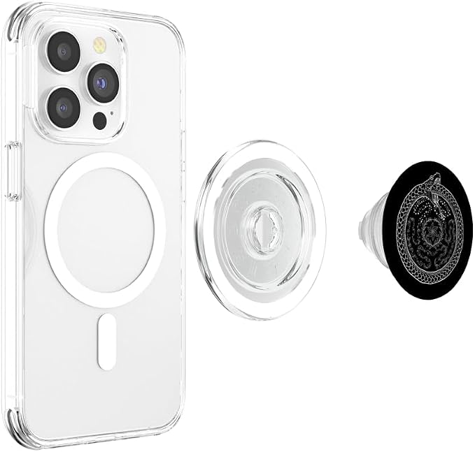 The Ghoulish Garb Hecate's Wheel Ouroboros Goddess of Witchcraft PopSocket Adhesive Phone Grip for Smartphones (iOS and Android) - Black