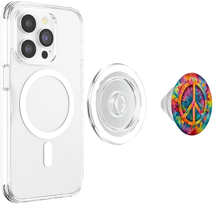 Peace Sign Rainbow Tie-Dye Inspired Design PopSockets Adhesive PopGrip