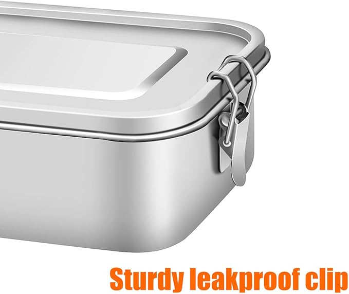 G.a HOMEFAVOR Stainless Steel Bento Lunch Box - Leak-Proof Metal Bento Box, Large Food Container with Lock Clips, Snack Container, Dishwasher Safe, 1200 ml/40 oz