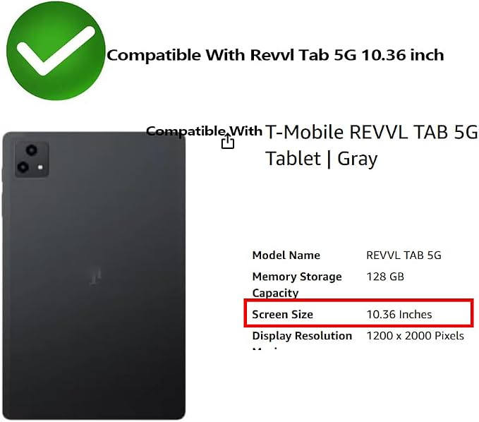 Case for T-Mobile Revvl Tab 5Gfor Revvl Tab 5G Tablet Case Heavy Duty Shockproof Friendly Rugged Case with Kickstand Strap for T-Mobile Revvl Tab 5G 2023 Released 10.36 Inch - Black | Shockproof Frie