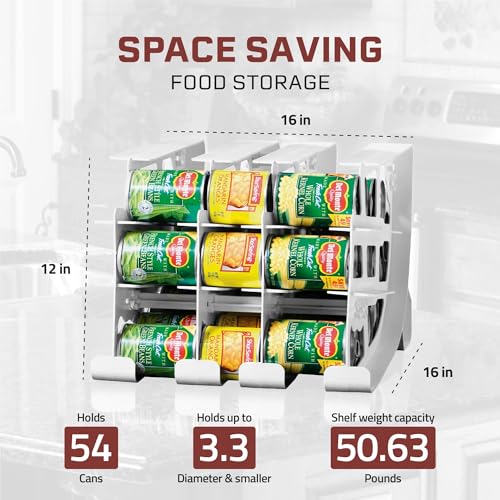 FIFO Can Tracker 3-Pack - 3-Tier Rotating Food Can Organizer for Pantry, Expandable Soda Can Storage for Kitchen, Holds 54 Cans of Food or Soda - size: 3 Pack, style: 54 can