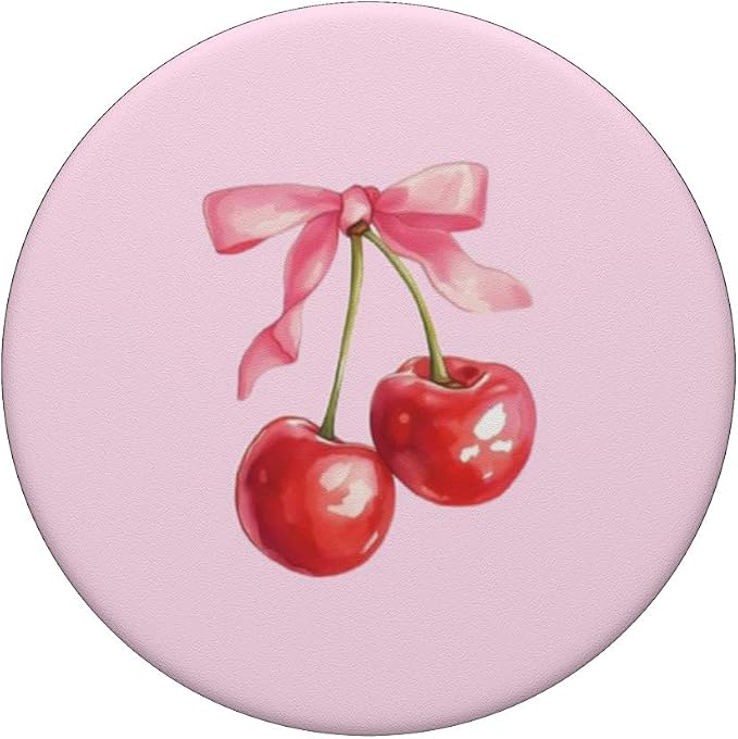 Pink Bow Aesthetic Cute Cherry PopSockets PopGrip for MagSafe