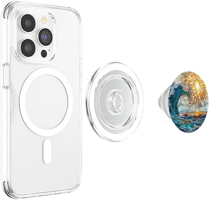 Waves and Sun Rays Stained Glass PopSockets Adhesive PopGrip