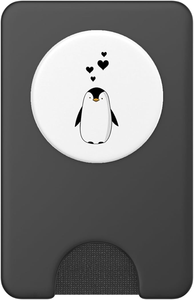 Cute Penguin with Hearts - I Love Penguins PopSockets Adhesive PopGrip