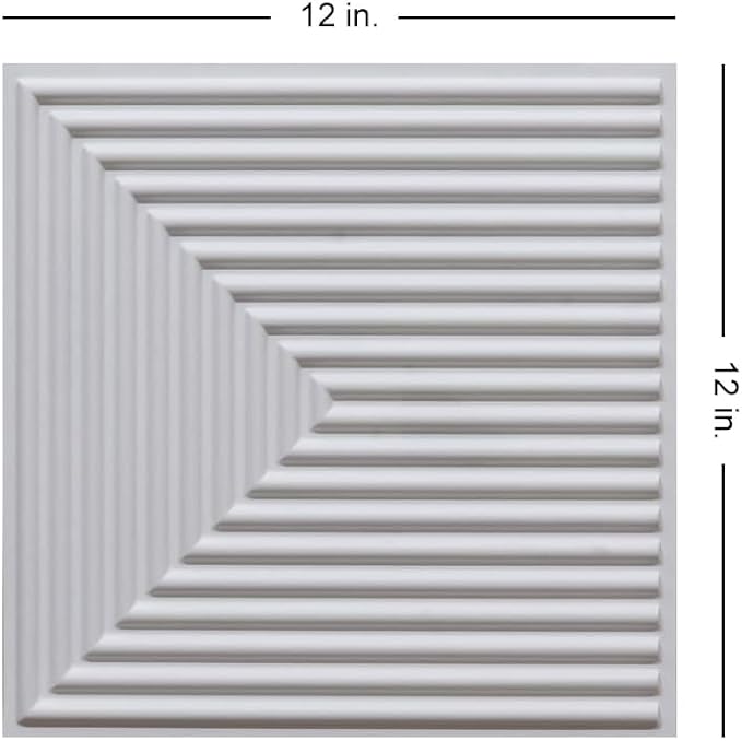 From Plain To Beautiful In Hours 9004 Depth Tier PVC 12 in x 12 in Peel and Stick Wall Panels (Covers / 10 sq.ft), White Matte, 10 Piece