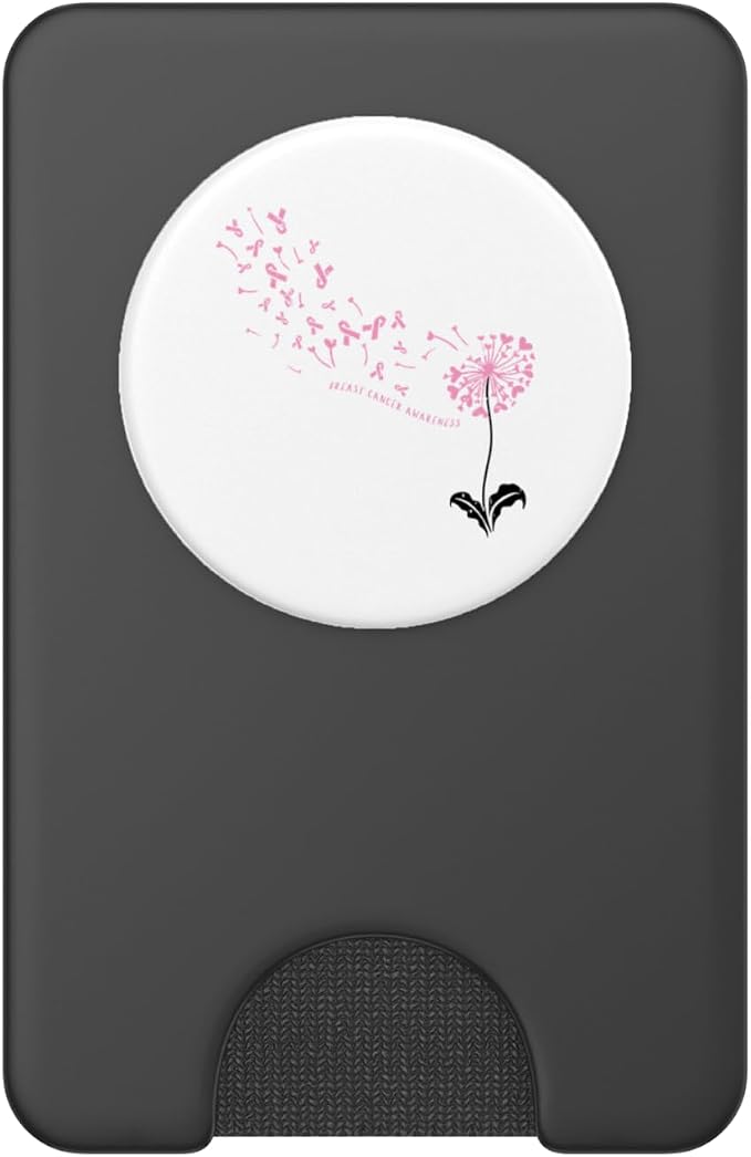 Dandelion Breast Cancer Awareness Pink RIbbon Support Gift PopSockets Adhesive PopGrip